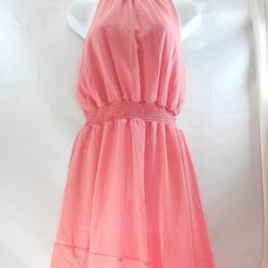 Belle Sky Coral High Low Sleeveless Dress Medium